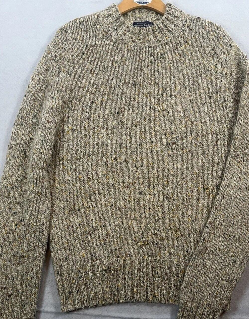 Boston Traders Mens Large Wool Sweater Donegal Fleck Crewneck Wool Blend